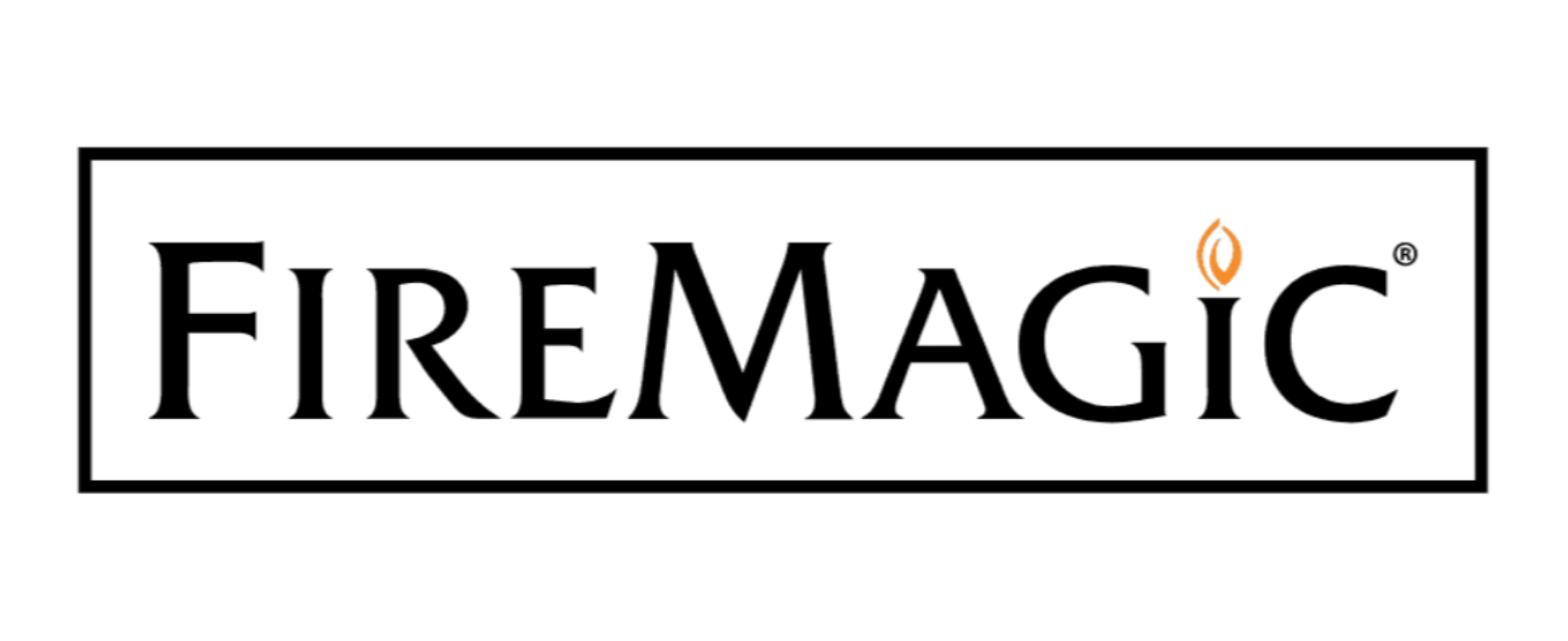 Fire Magic brand logo — Made in USA 304 stainless steel gas grills and outdoor kitchen equipment: built-in and freestanding grills, infrared searing, rotisserie. Best place to buy this brand is our site.