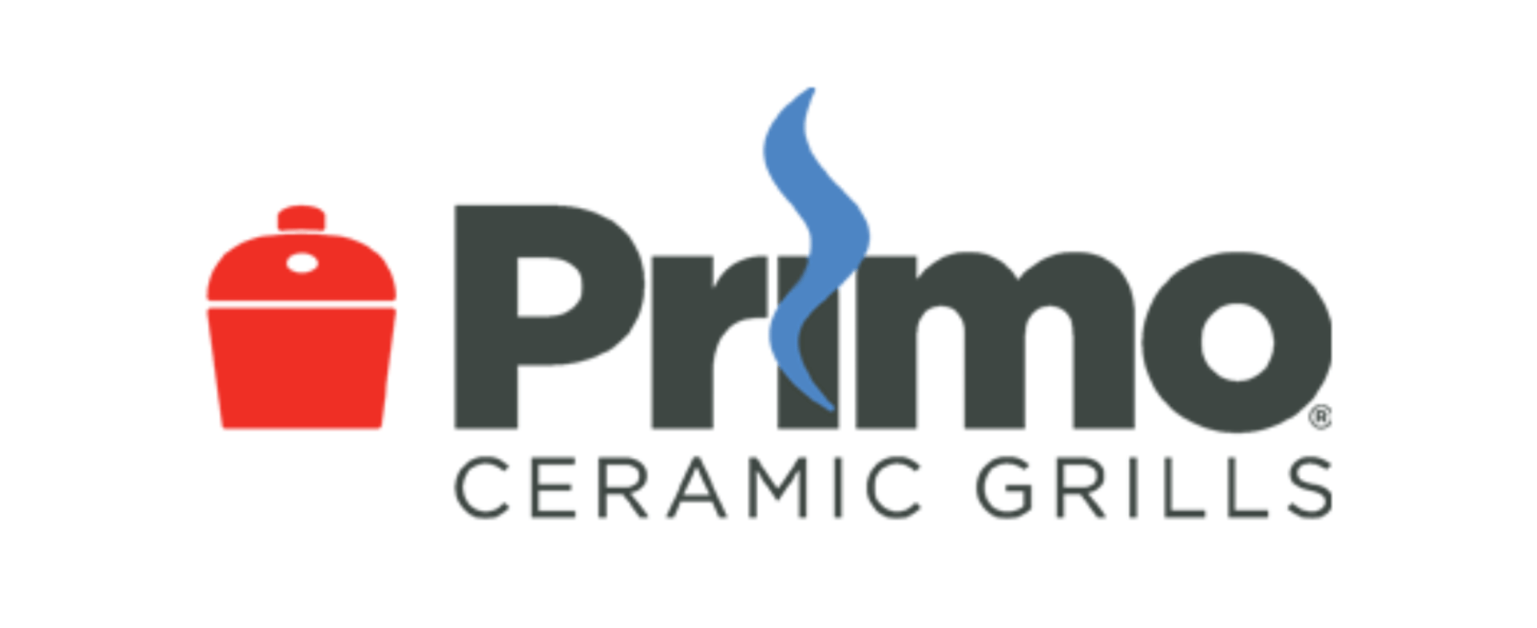 Primo brand logo — American-made oval ceramic kamado grills for dual-zone searing and smoking; best place to buy this brand is Vine & Flame
