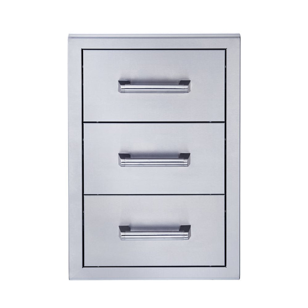 BroilMaster BSAW1826T 18-inch x 26-inch stainless steel flush-mount triple-drawer built-in outdoor kitchen grill island access door cabinet with bar handles