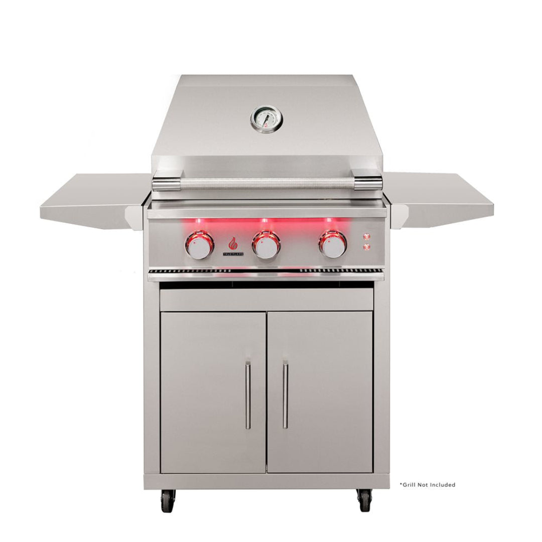 Trueflame cart-tf-25dc1 stainless steel outdoor grill replacement cart with double-door storage cabinet, side shelves and caster wheels