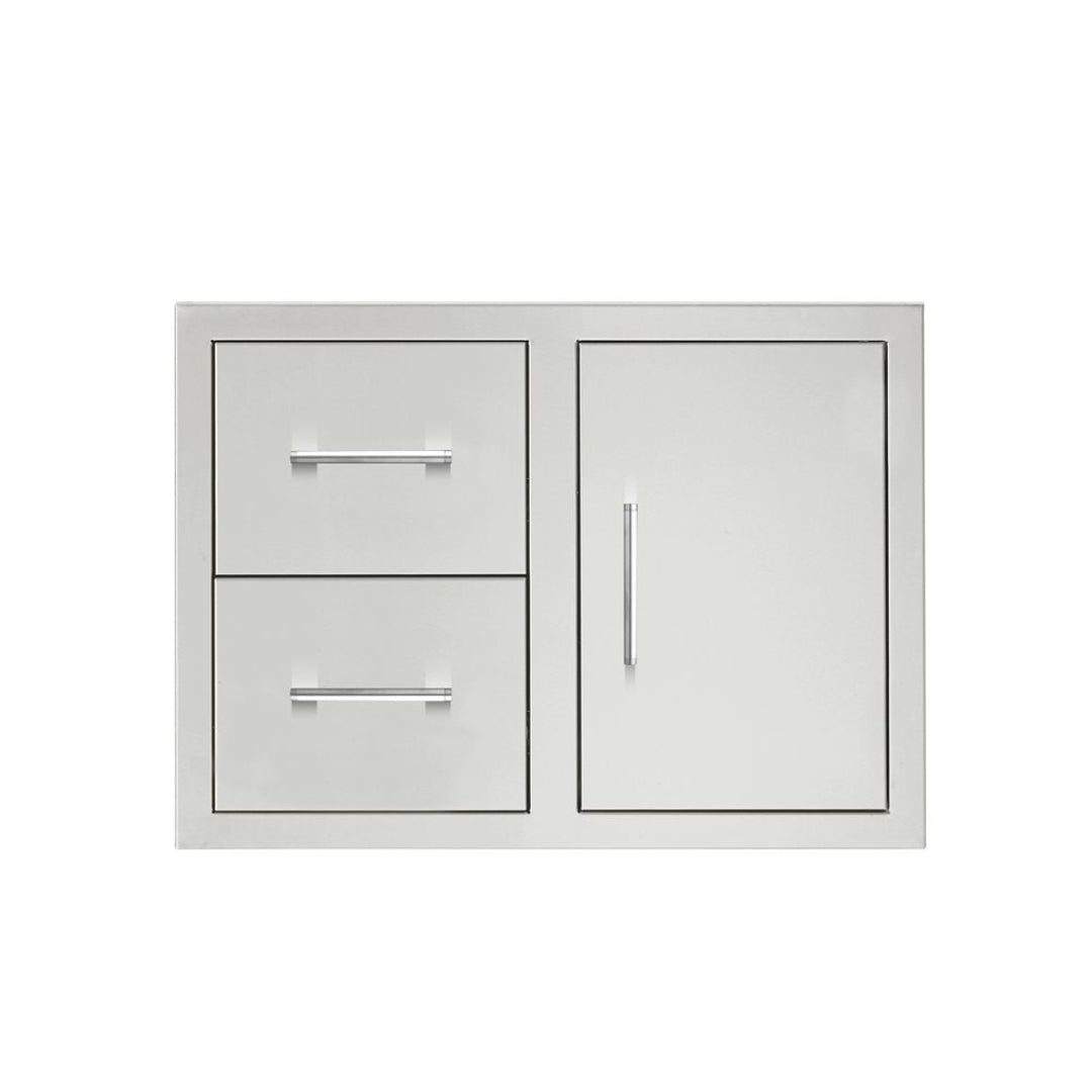 Trueflame tf-dc2-30 30-inch stainless steel outdoor kitchen built-in cabinet with two drawers and single door for grill island storage