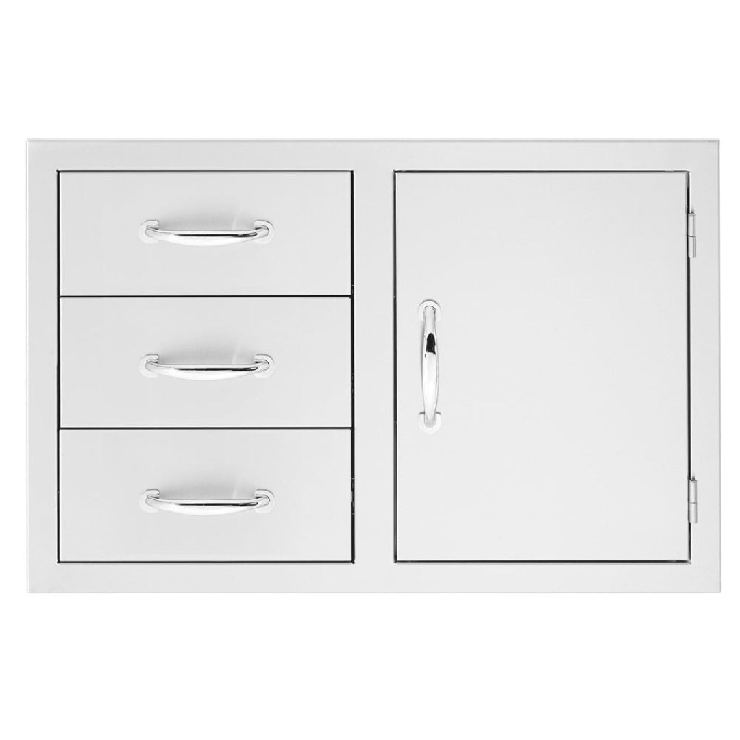 Trueflame stainless steel 3-drawer and single-door built-in outdoor kitchen access cabinet TF-DC3-331