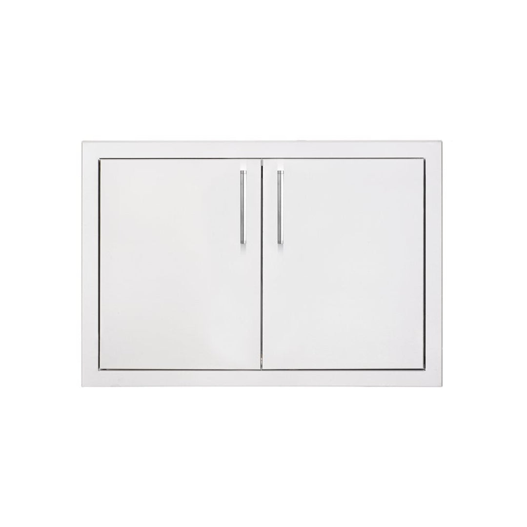 Trueflame TF-DD-26 26-inch white stainless steel outdoor kitchen double access door cabinet panel with two vertical bar handles and flush frame