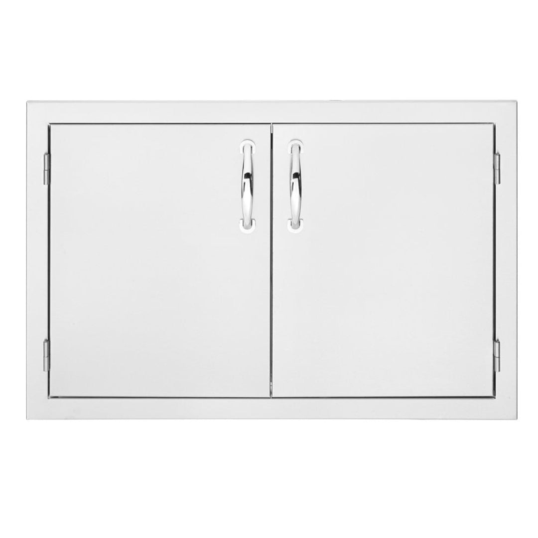 Trueflame TF-DD-33 33-inch stainless steel double outdoor kitchen access door with recessed chrome handles