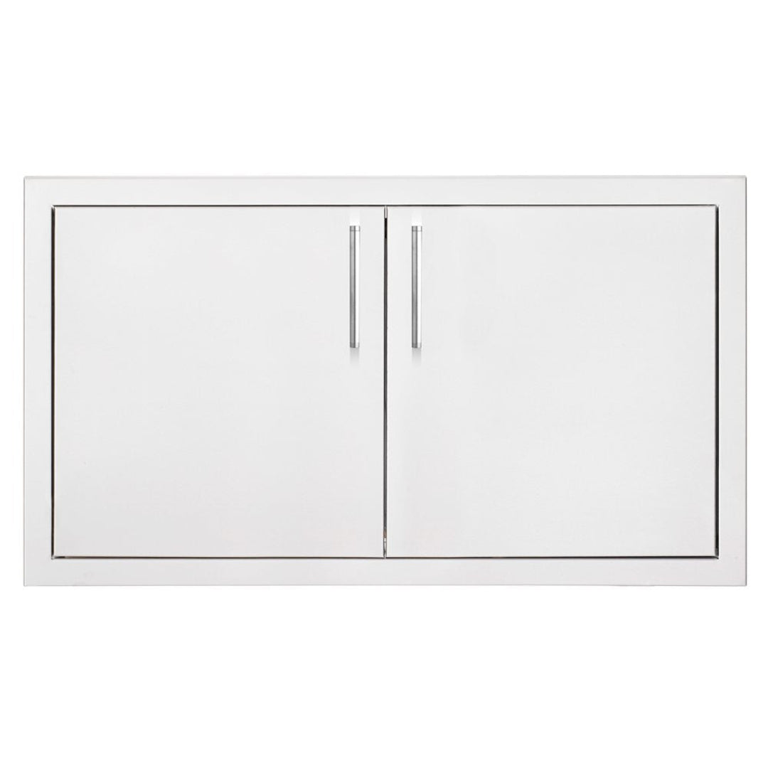 Trueflame 33-inch white outdoor kitchen double access cabinet door with stainless steel bar handles
