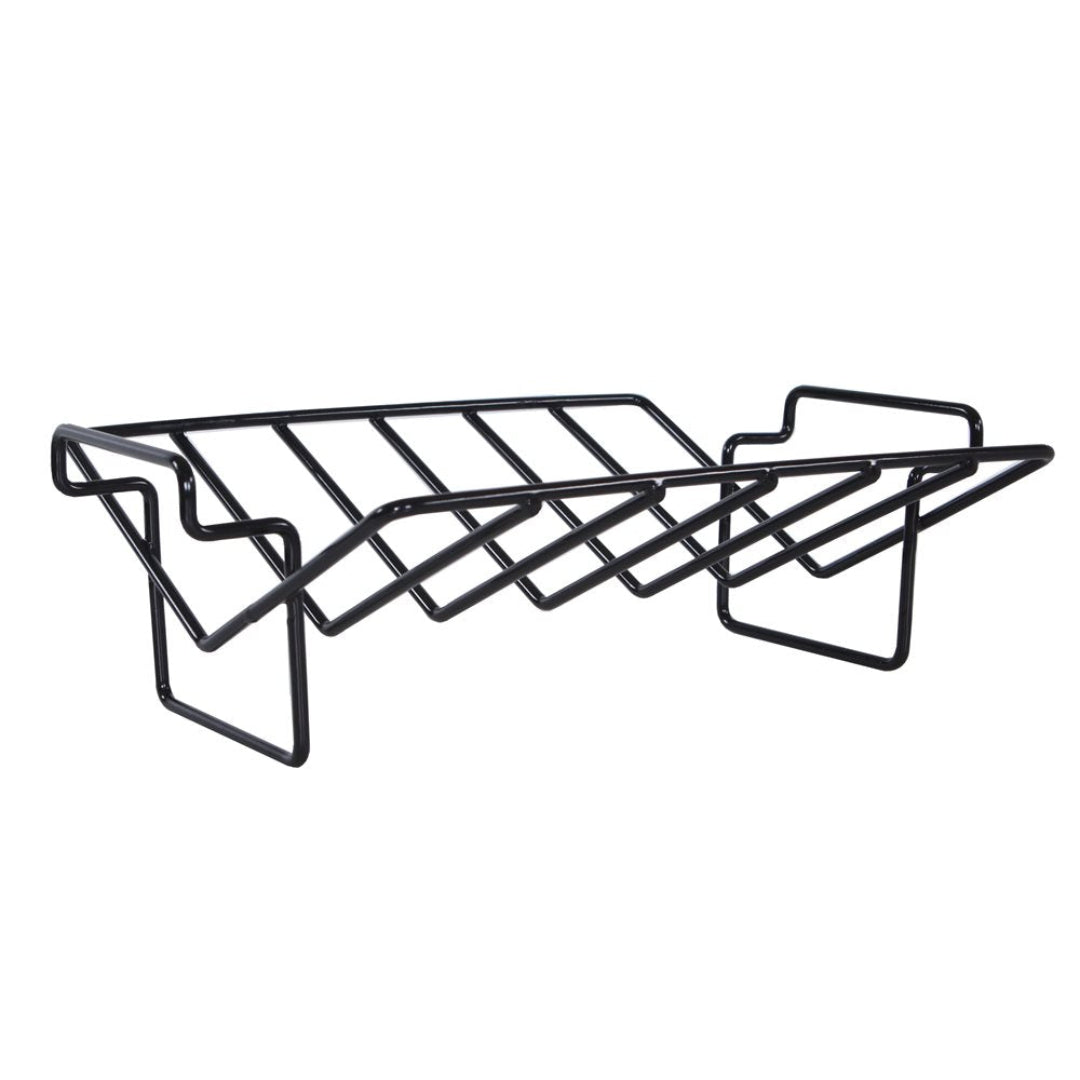 Black powder-coated metal under-shelf wine rack, 6-bottle horizontal hanging wine bottle holder for kitchen cabinet, pantry or bar storage