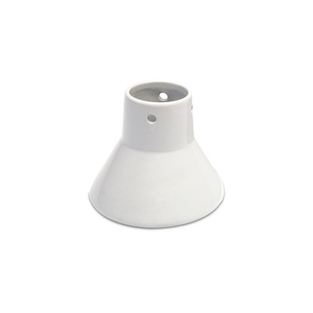 White porcelain cone-shaped replacement shade for candle warmers and wax melt burners with top opening and ventilation holes