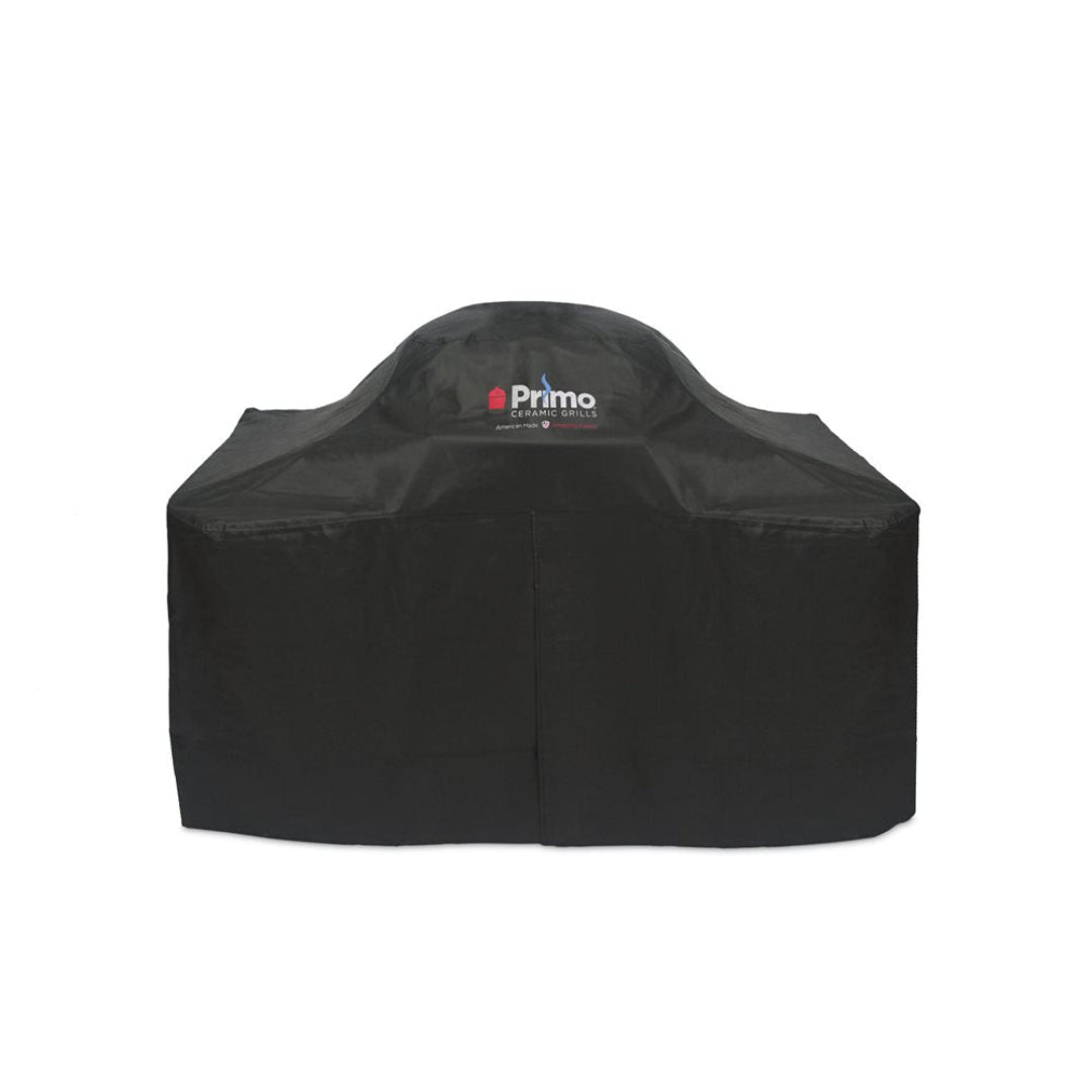 Primo ceramic kamado grill cover black heavy-duty weather-resistant outdoor protective cover for oval kamado with side shelves