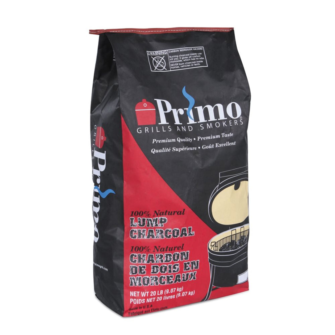 Primo Grills and Smokers 20 lb bag 100% Natural Lump Charcoal for grilling and smoking, ideal for kamado, ceramic and kettle charcoal grills