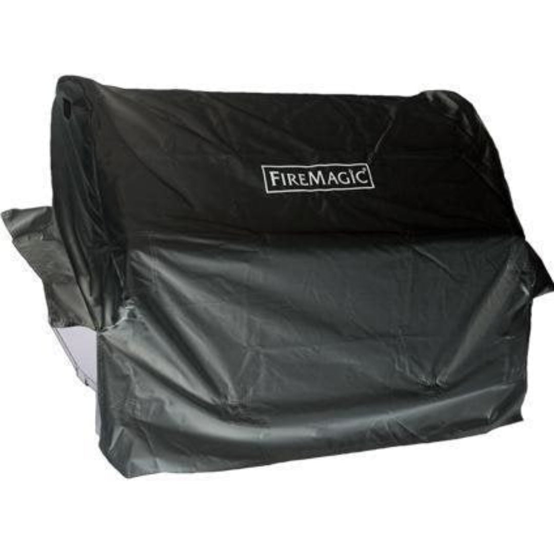 FireMagic black heavy-duty weatherproof vinyl grill cover for outdoor built-in and freestanding gas grills and stainless steel BBQs