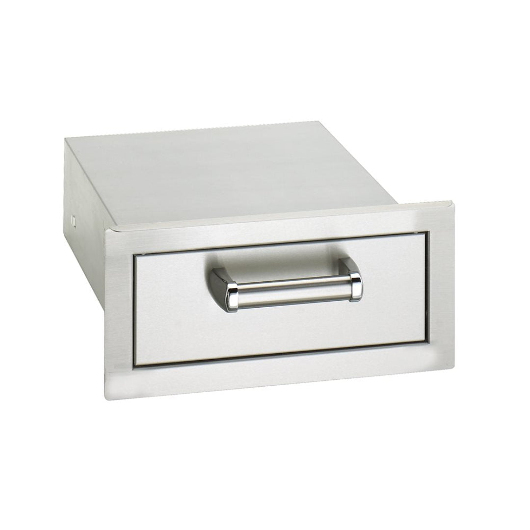 192-53801sc1 stainless steel built-in outdoor kitchen single storage drawer with tubular bar handle, flush-mount drawer