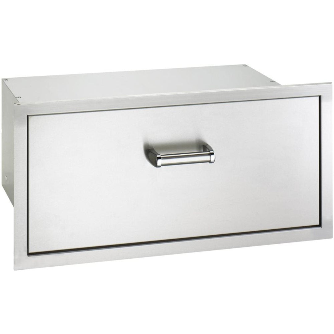 30-inch stainless steel outdoor kitchen single access drawer with center tubular pull handle, built-in grill island storage or pull-out trash drawer