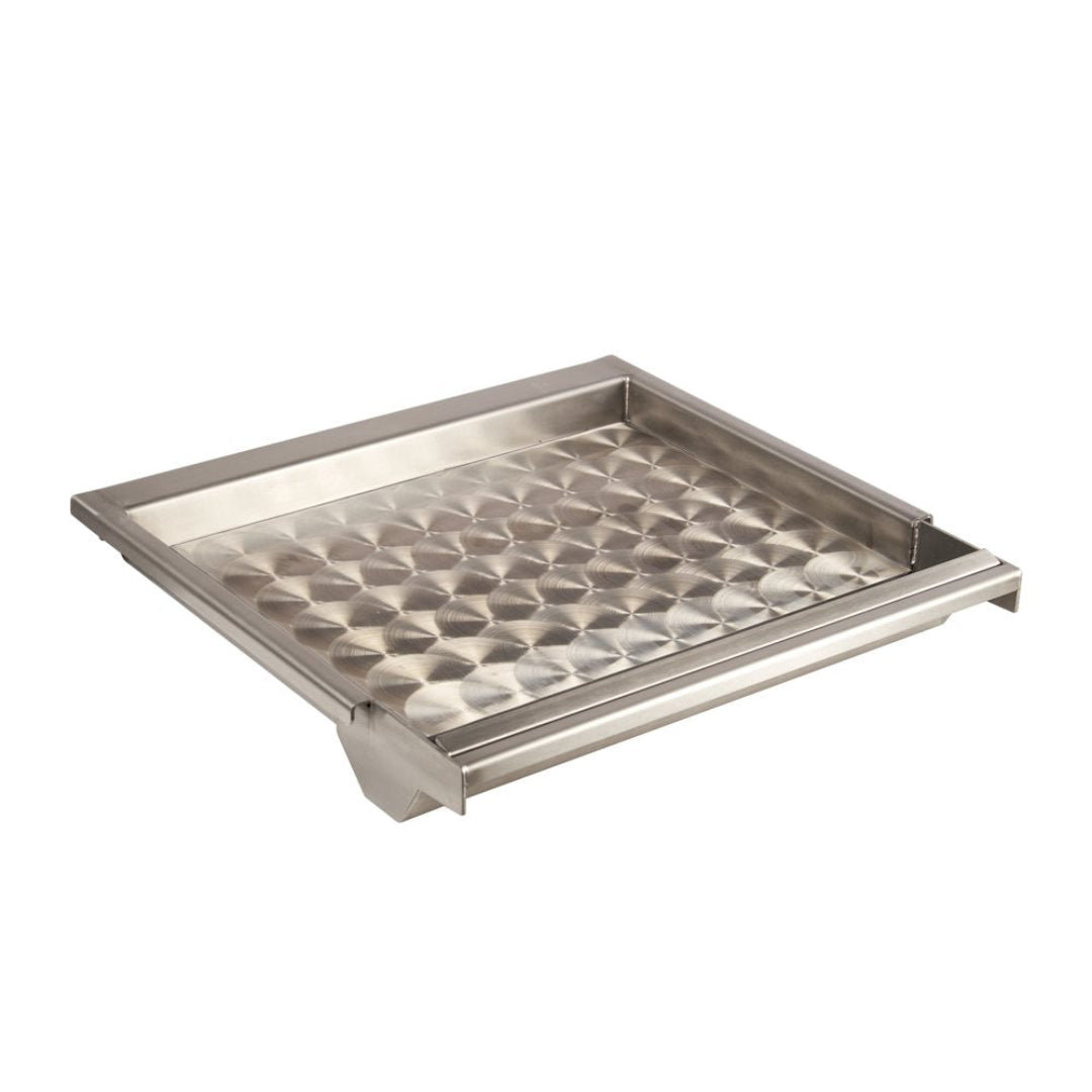 Vine & Flame GR18A1 stainless steel square embossed grease drip tray replacement for BBQ grills, slide-in grease pan with front lip