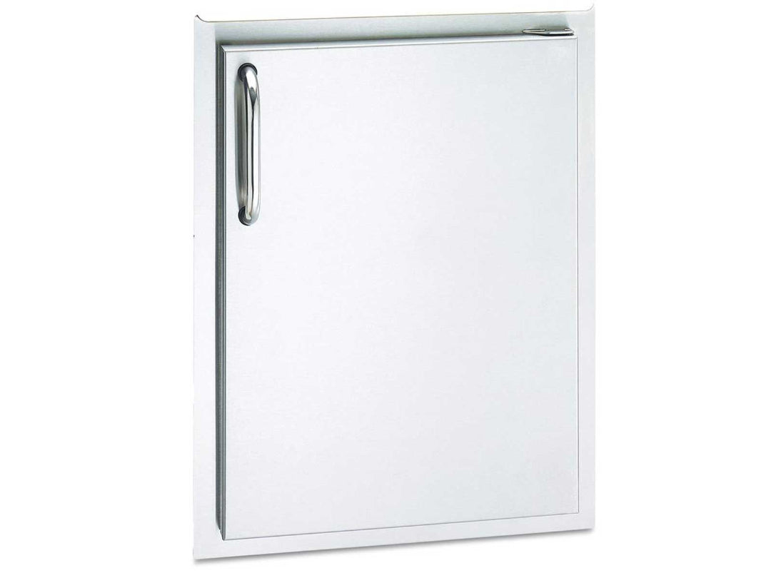 American Outdoor Grill Right-hinged single storage door for outdoor kitchens, made of 304 stainless steel with a sleek silver finish, featuring a stainless steel handle.