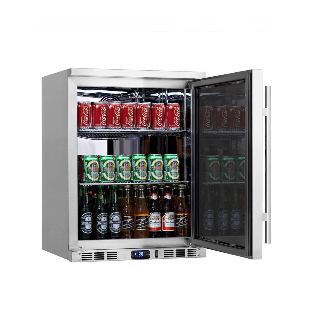 24-inch outdoor beer fridge KBU55ASD stainless steel built-in beverage cooler glass door digital display for outdoor kitchen