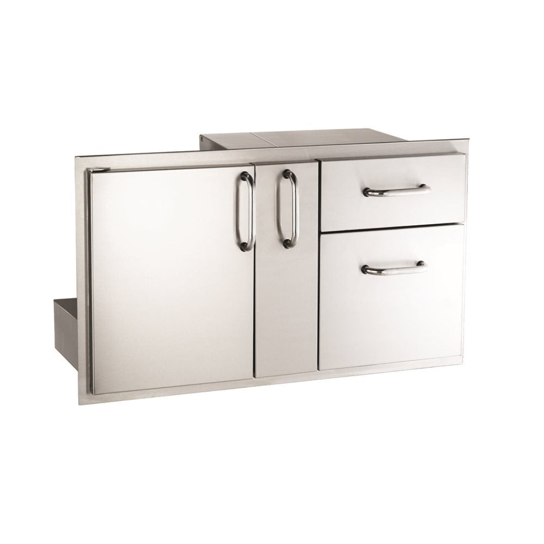 33816s stainless steel outdoor kitchen access cabinet with two doors and two drawers for built-in grill island storage