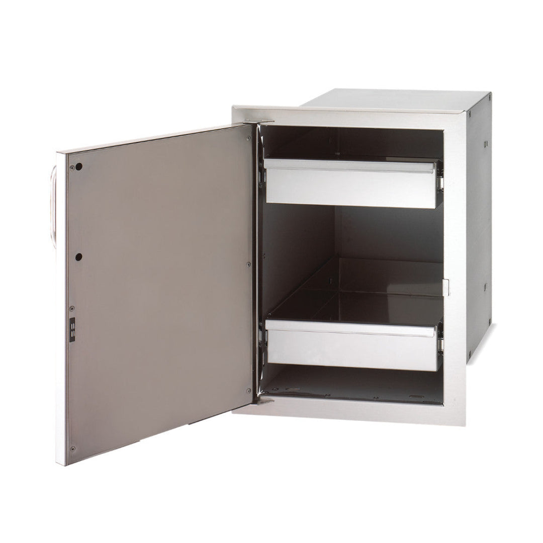 33820-SL stainless steel double-drawer outdoor kitchen access door built-in pull-out storage cabinet for grill island Vine & Flame