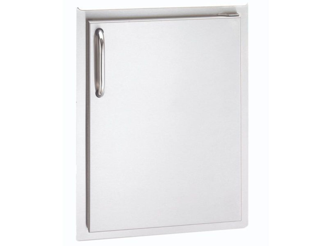 Fire Magic stainless steel outdoor kitchen access door cabinet panel with vertical bar handle model 33920-SR