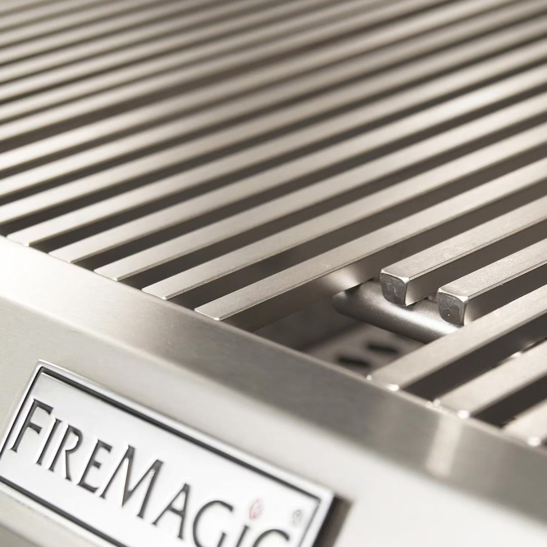 Fire Magic stainless steel cooking grates close-up — heavy-duty replacement grill grates for built-in gas grills