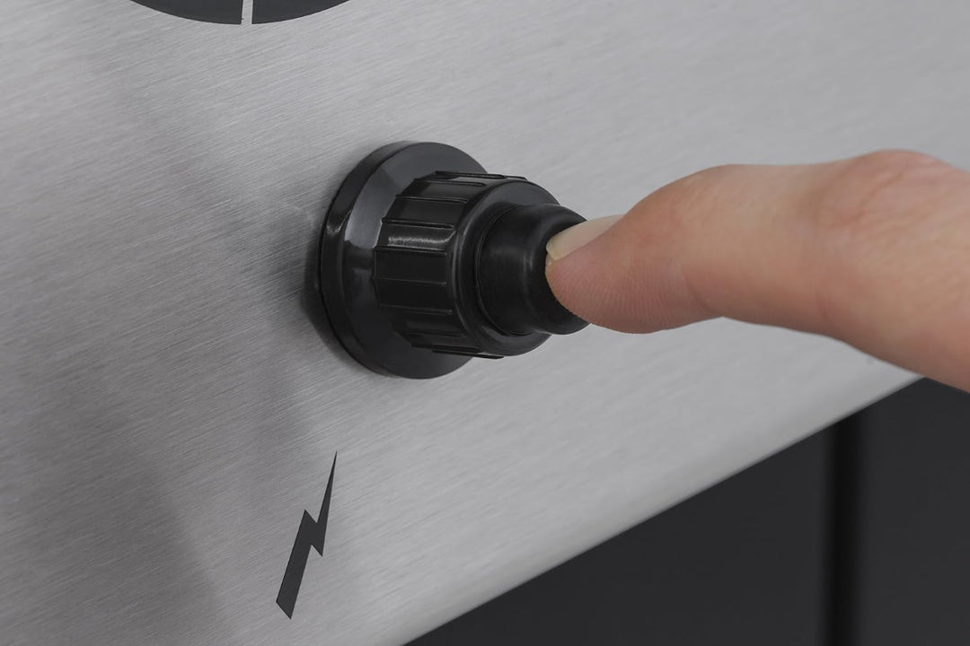 Ignition Button, Broil King, Baron Series Grill, push-button electric ignition system on stainless steel panel