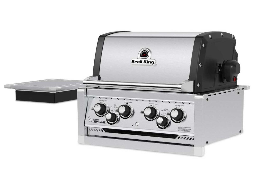 Broil King Imperial built-in gas grill with closed hood and side burner