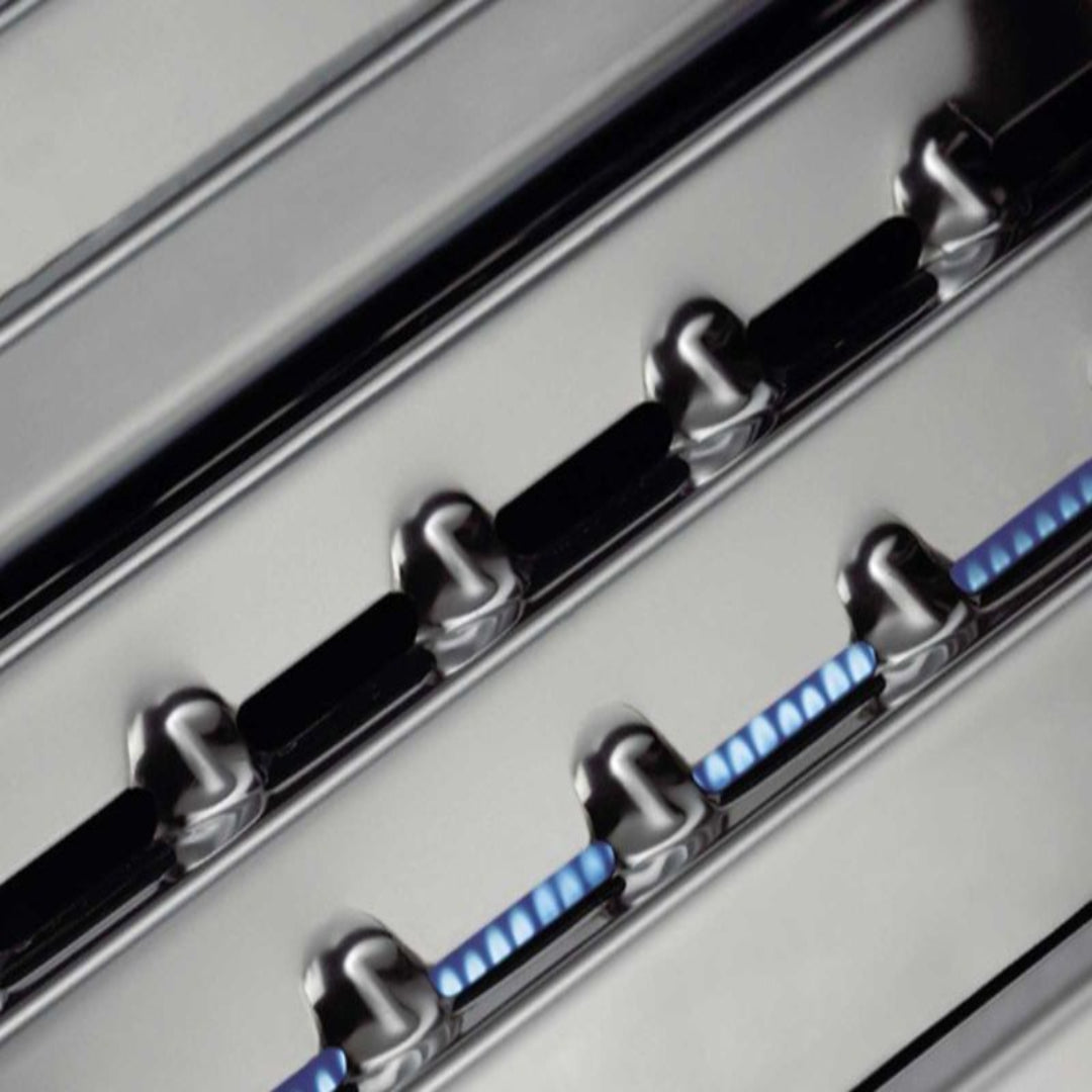 Broil King stainless steel dual-tube burner system with even flame distribution