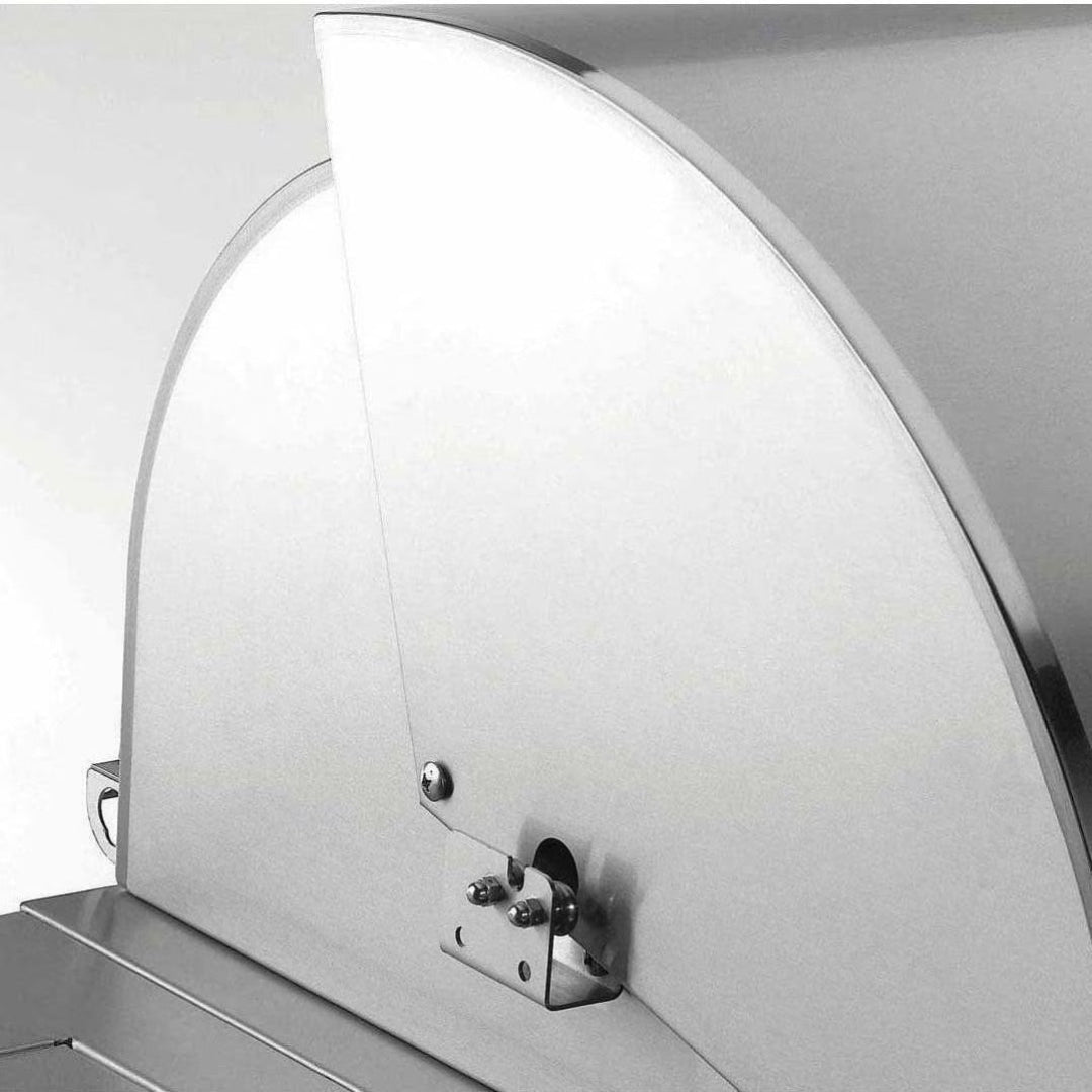 A660I-8EAN1 stainless steel round blade guard with built-in sharpener bracket — replacement part for commercial deli meat slicers, ideal for charcuterie and restaurant kitchens