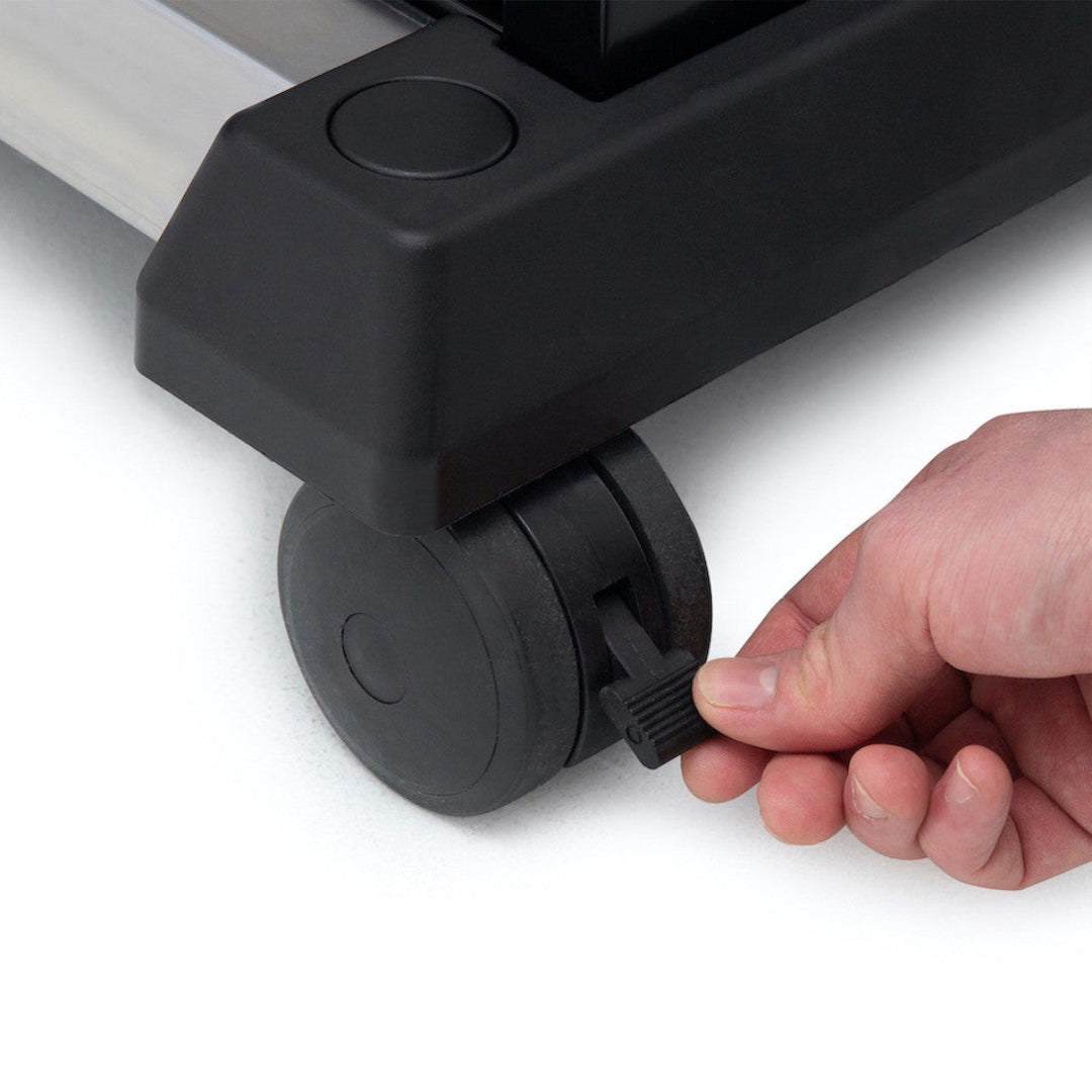 Grill component, Broil King, Baron Series, caster wheel with locking mechanism being engaged by hand