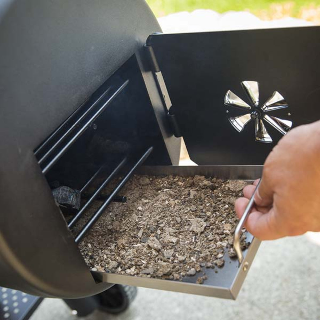Grill ash drawer, Broil King, Smoke Series, removable tray for charcoal cleanup