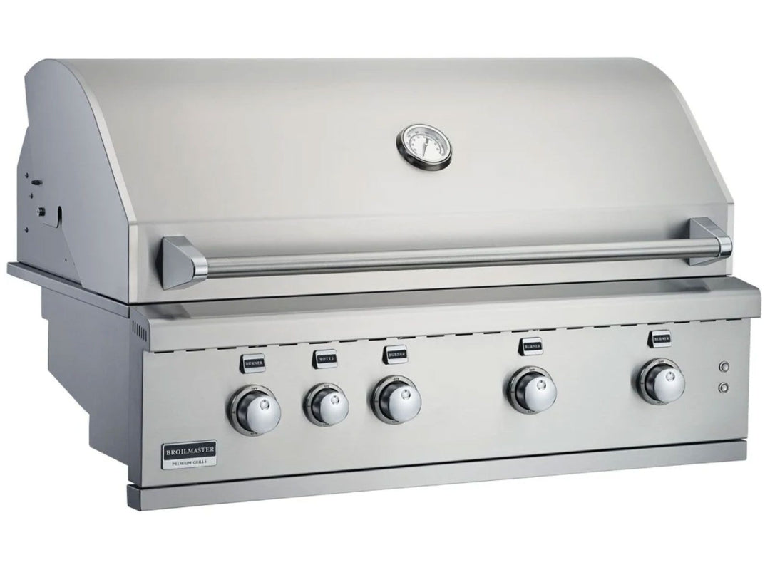 Broilmaster BSG424N0 42-inch 4-burner built-in stainless steel natural gas grill with lid thermometer and front control knobs for outdoor kitchen