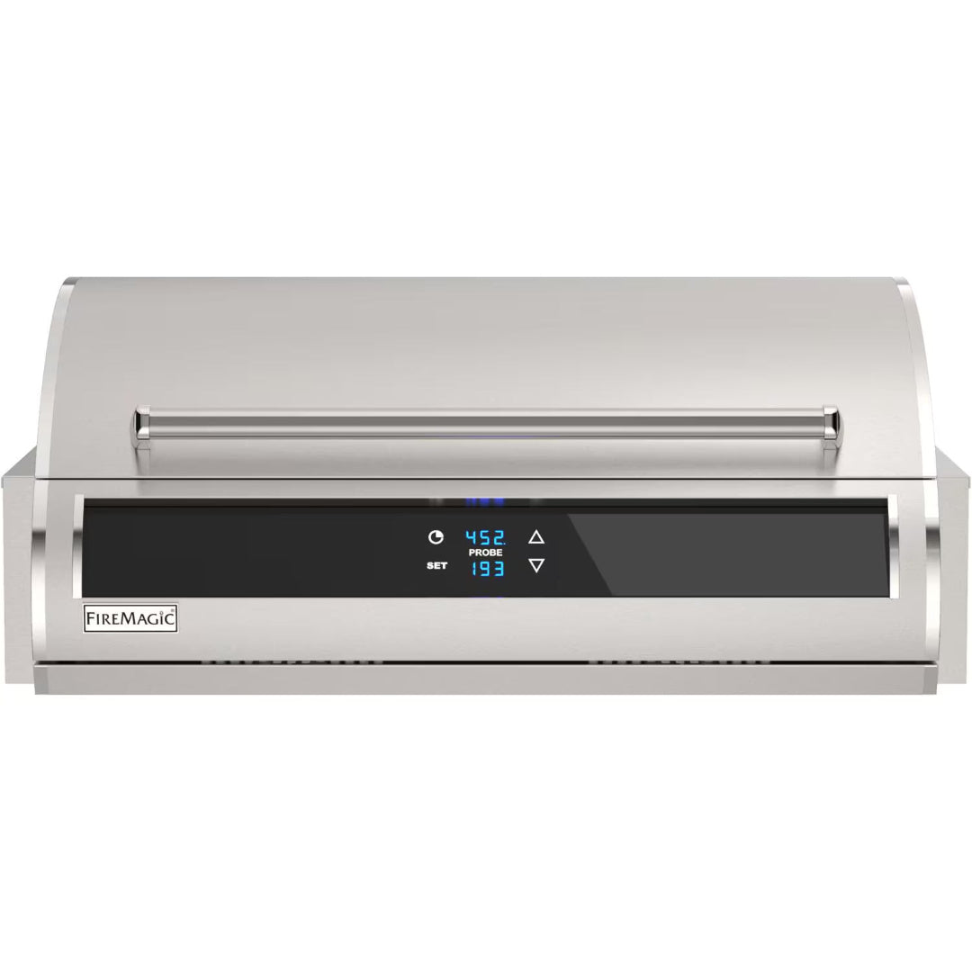 FireMagic EL500i built-in electric stainless steel grill with single-zone digital control and probe temperature display for outdoor kitchens