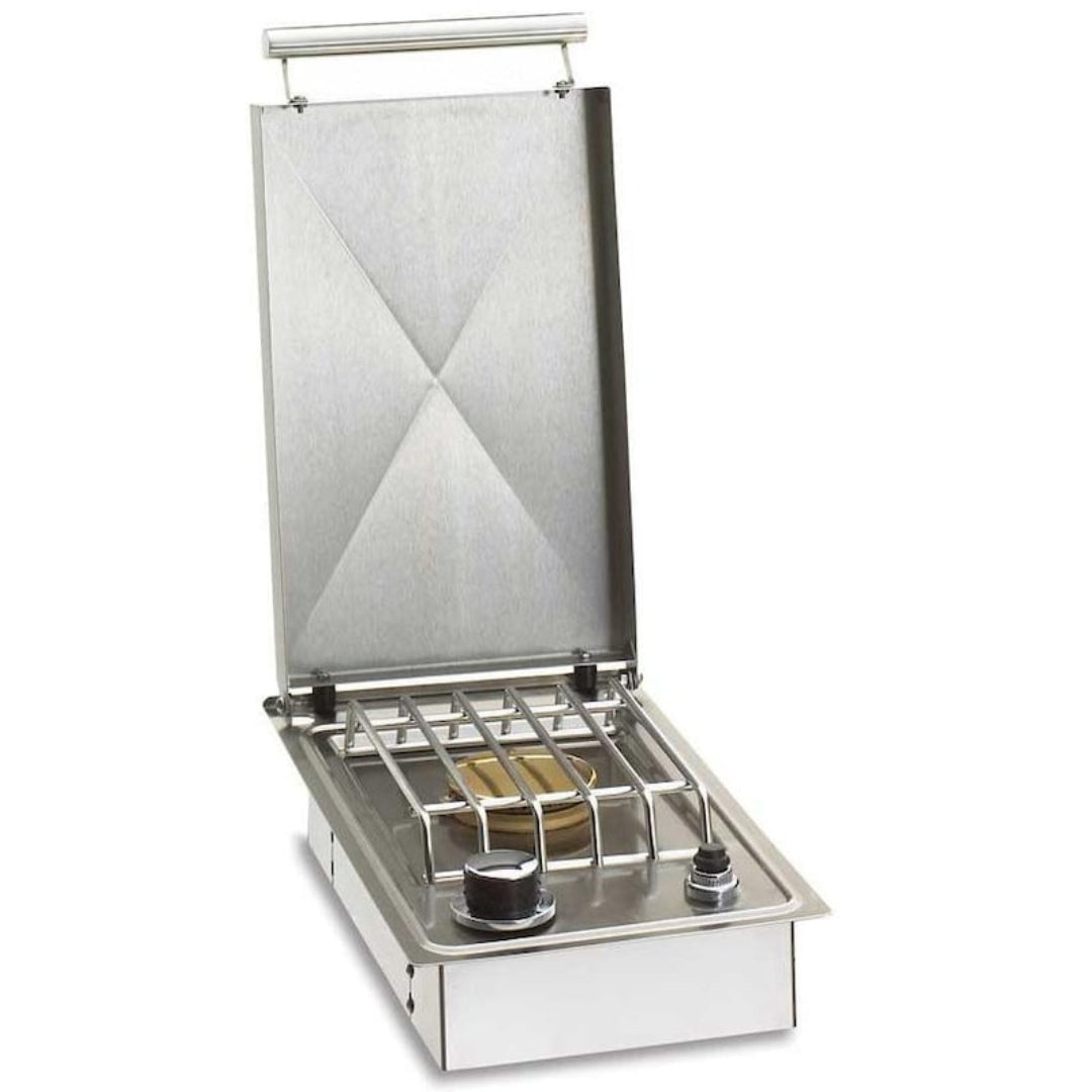 Fire Magic stainless steel drop-in side burner model 3280 single brass burner hinged lid control knob integrated igniter for built-in outdoor kitchen grill islands