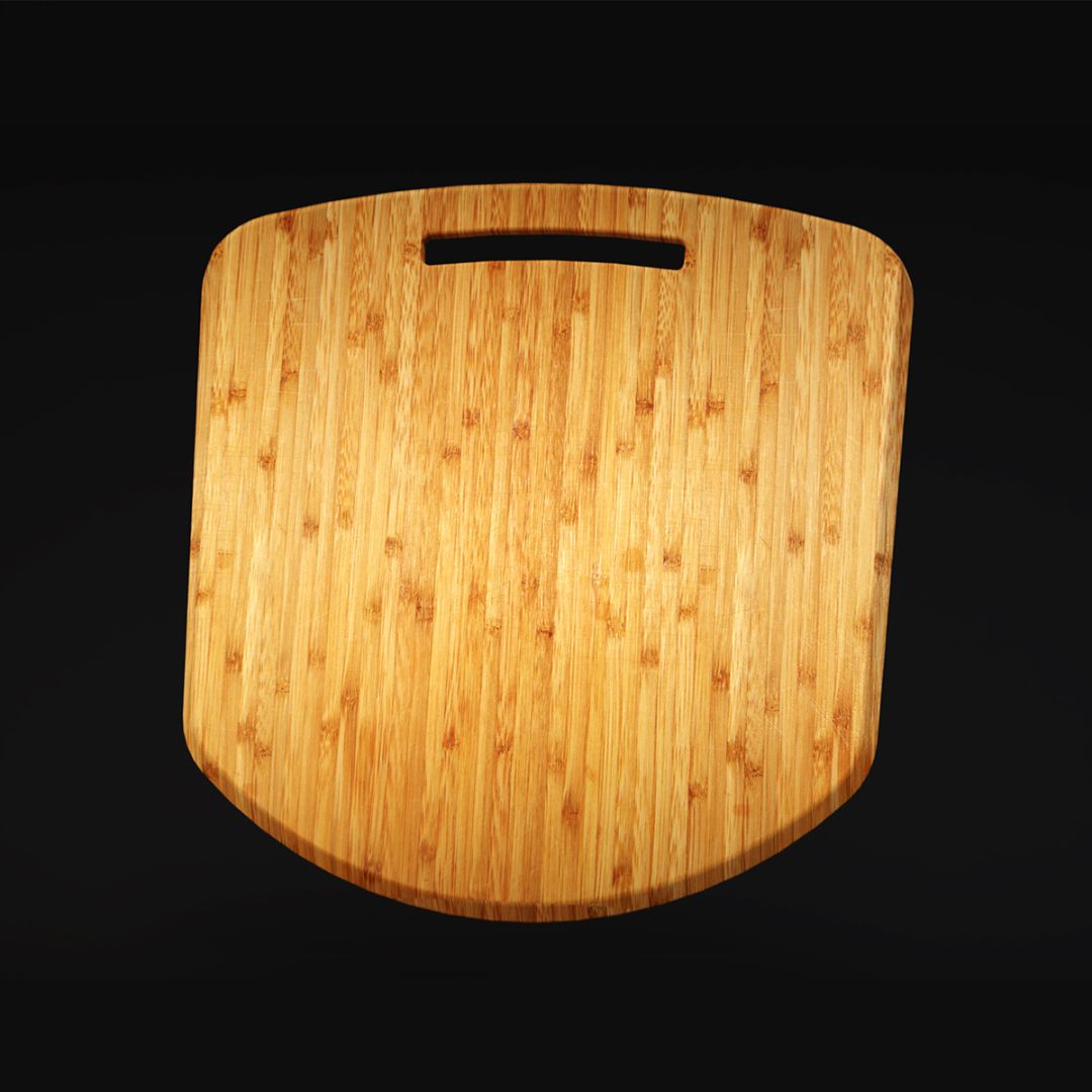 HALO bamboo pizza peel paddle with handle slot on black background