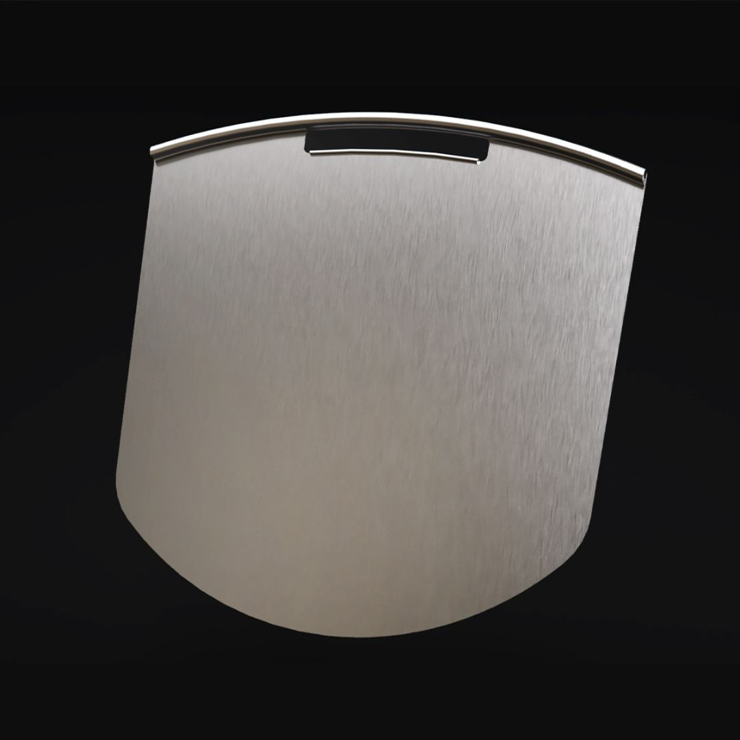 HALO HZ-3022 16-inch stainless steel pizza peel blade with brushed finish and handle slot on black background