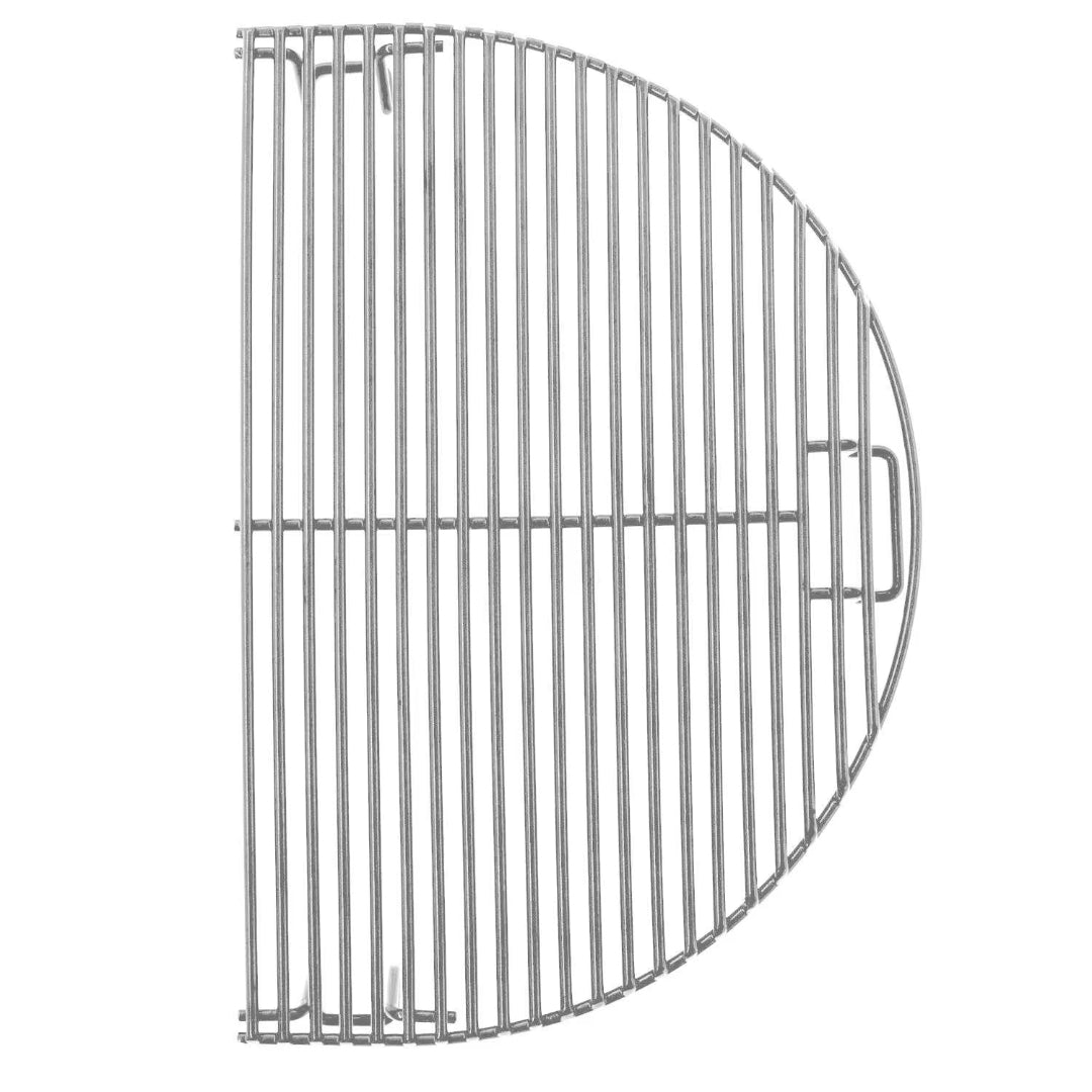 Half-moon stainless steel replacement cooking grate with handle for kettle and charcoal grills