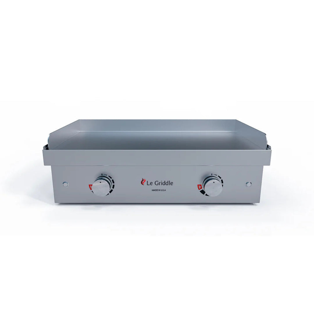 Le Griddle Ranch Hand GEE75 2-burner electric stainless steel flat top countertop griddle with front control knobs, three-sided splash guards, Made in USA