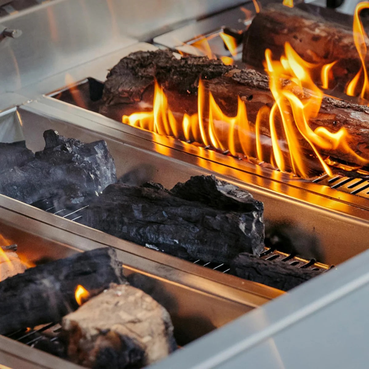 Built-In Grill, American Made Grills, Muscle 54", Propane, Wood & Charcoal Firebox, Open Flame, Hybrid Fuel Option