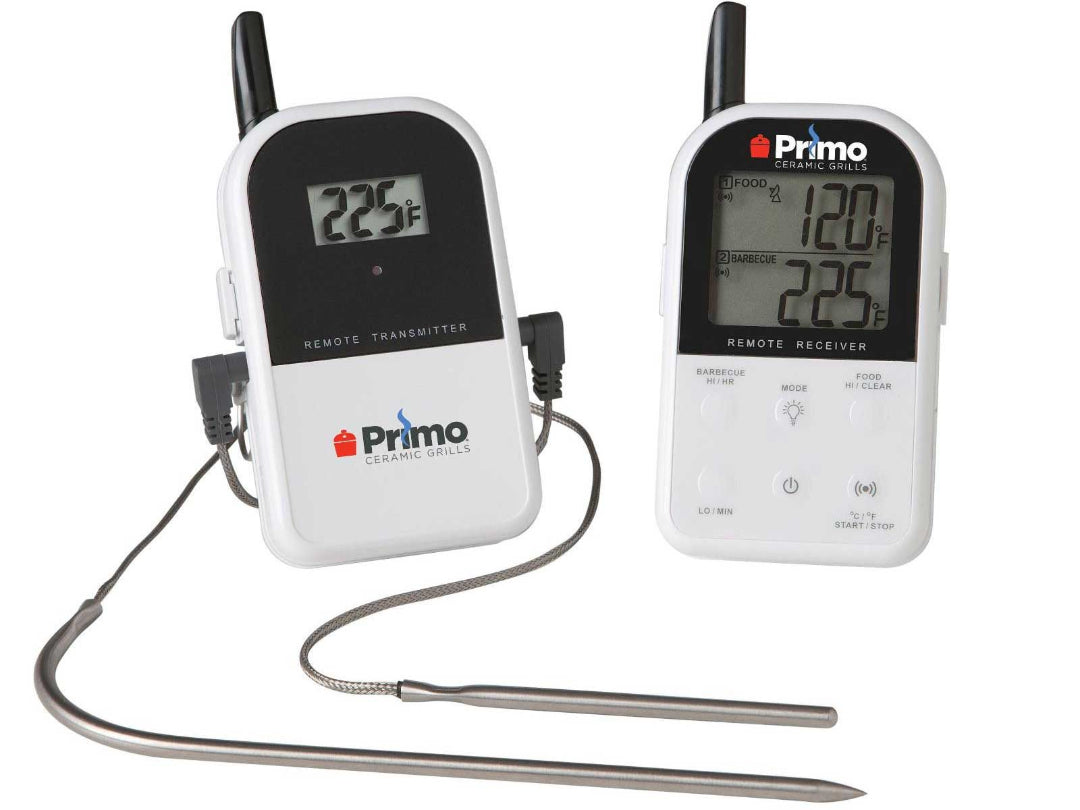 Primo Ceramic Grills wireless remote digital meat thermometer dual probe kit with transmitter and receiver and stainless steel probes for grilling and smoking