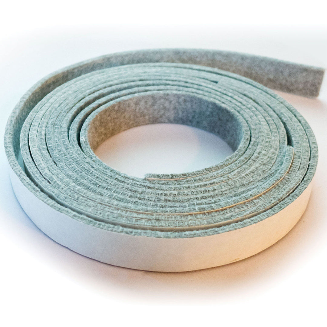 Grey self-adhesive felt gasket roll for wood stove and fireplace door seal replacement, stove door gasket tape for glass insert doors