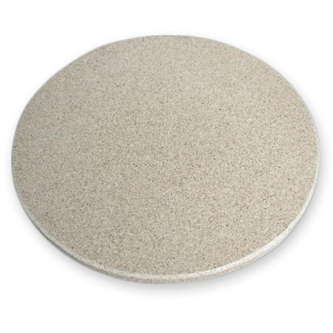 Primo 19-inch round Fredstone baking stone, speckled beige pizza and bread stone for kamado grills, ceramic grills and outdoor pizza ovens