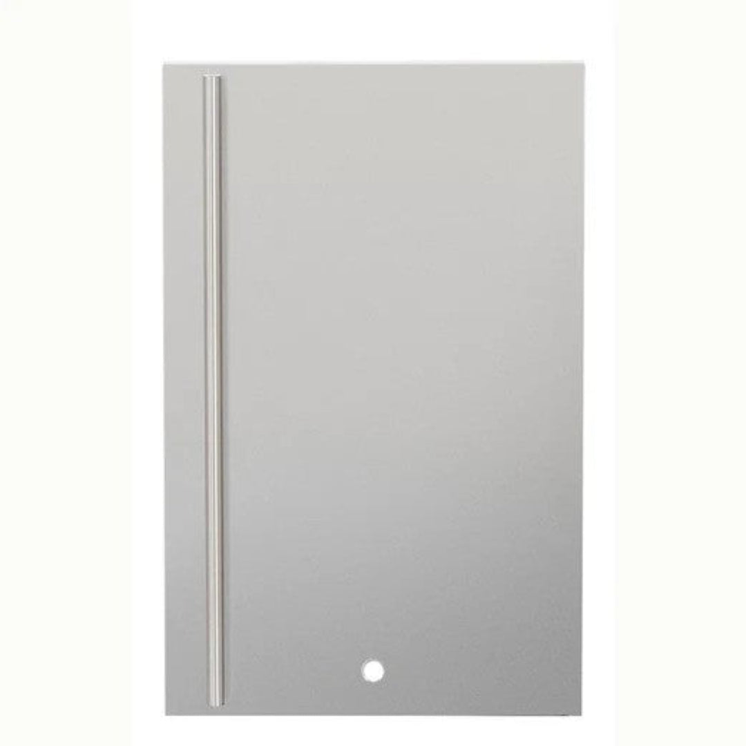 Truflame TF-RFR-SLR stainless steel outdoor refrigerator door panel with vertical towel-bar handle and bottom lock hole