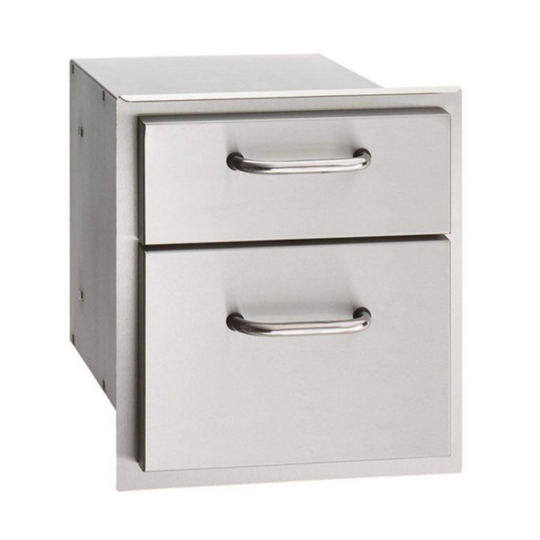 Stainless steel AOG double drawer for built-in outdoor kitchen island, 2-drawer pull-out storage cabinet with tubular handles