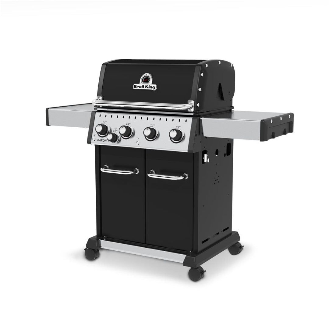 Freestanding grill, Broil King, Baron Series, 4-burner propane grill with closed lid and black finish