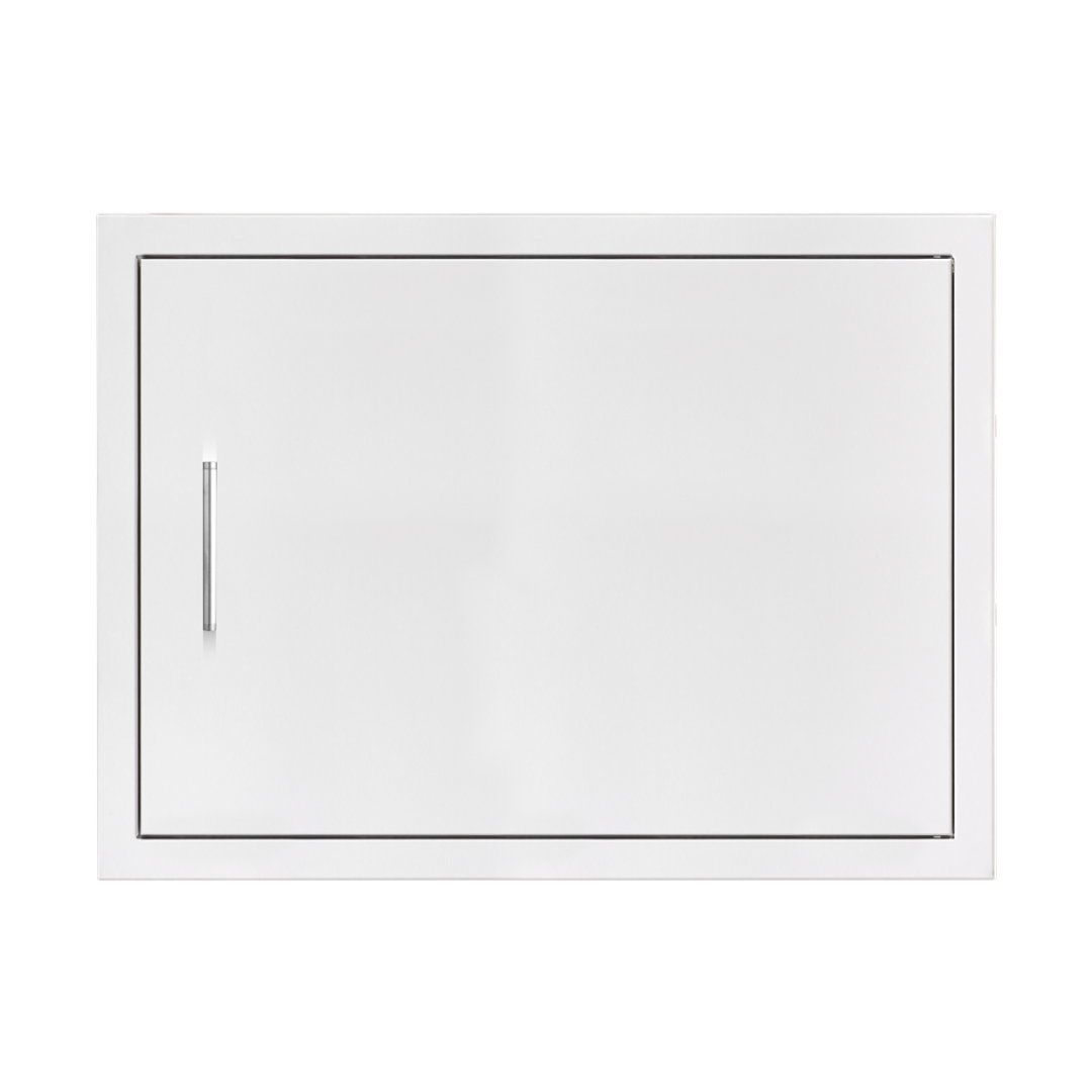 Trueflame TF-DV-20M-A 20-inch white outdoor kitchen and grill island access door, flush-mount steel panel with vertical stainless steel handle