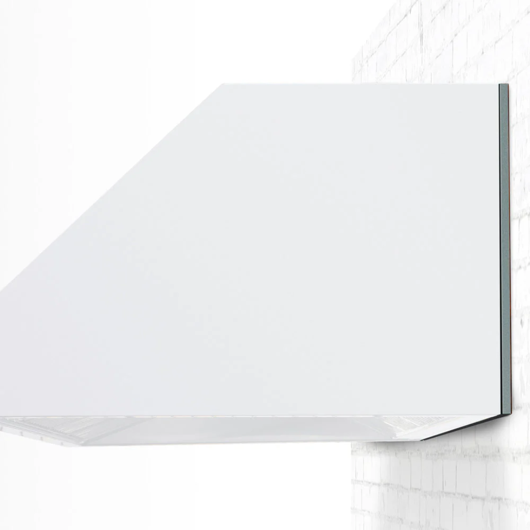 Vine & Flame TF-VH-48-2-SPT 48-inch white angled wall-mounted canopy range hood, modern kitchen vent hood with stainless filters