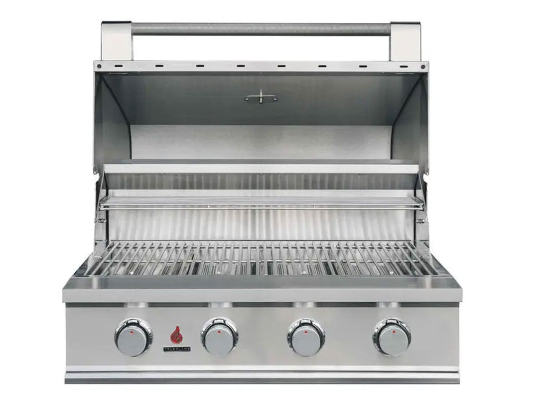 TFE32 32-inch stainless steel built-in 4-burner gas grill with warming rack and heavy-duty stainless grates for Vine & Flame outdoor kitchens