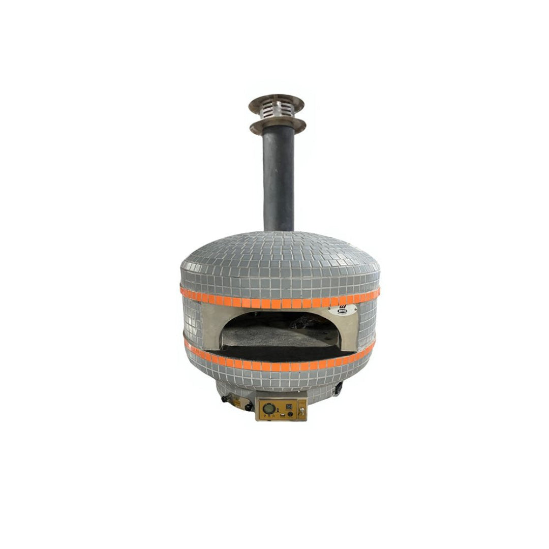 Pizza oven, WPPO, Lava Series, 28-inch wood-fired with mosaic tile and chimney vent