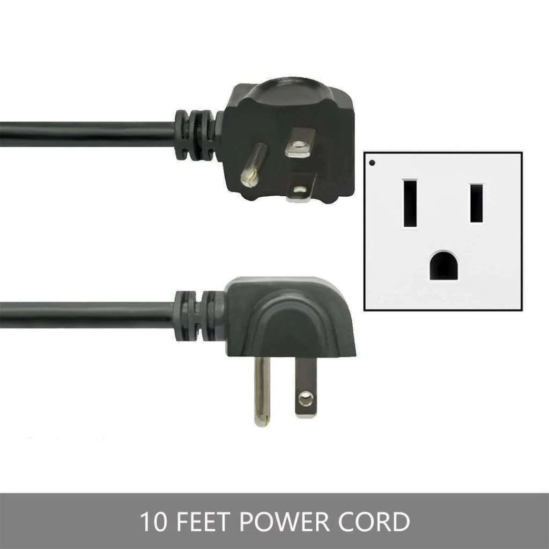 10-foot outdoor string light replacement power cord with right-angle grounded three-prong plug for US patio bistro lights