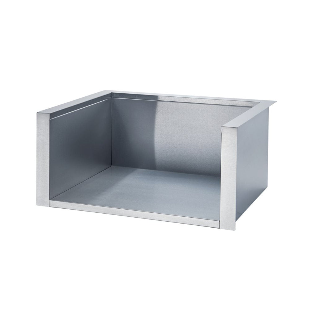 Broilmaster BSASL32 stainless steel built-in open-front storage box insert for outdoor kitchen islands, beverage stations and grill cabinets