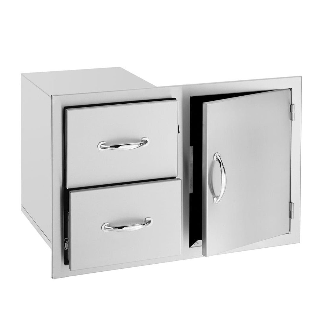 Trueflame tf-dc2-30-4 30-inch stainless steel built-in outdoor kitchen double drawer and door combo